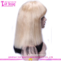 Top Fashion Factory Price Straight 130% Density Layered Bob Style Silk Top Lace Wigs With Bangs